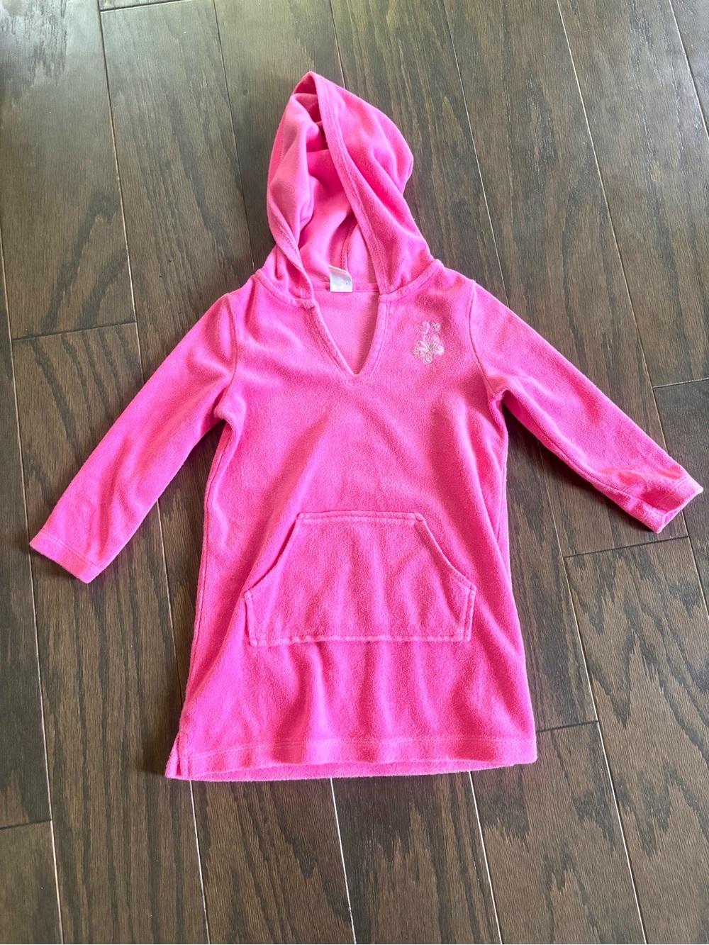 Children’s Place Girls Pink Hooded Long Sleeve Terry Swim Beach Pocket- Sz 3T